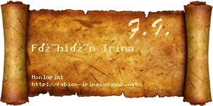 Fábián Irina névjegykártya