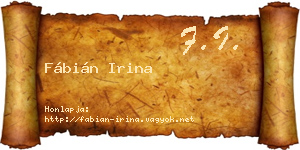 Fábián Irina névjegykártya